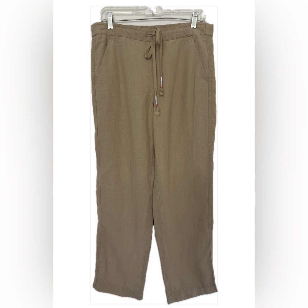 J Crew Denim Drawstring Linen Blend Khaki Pants. Size S